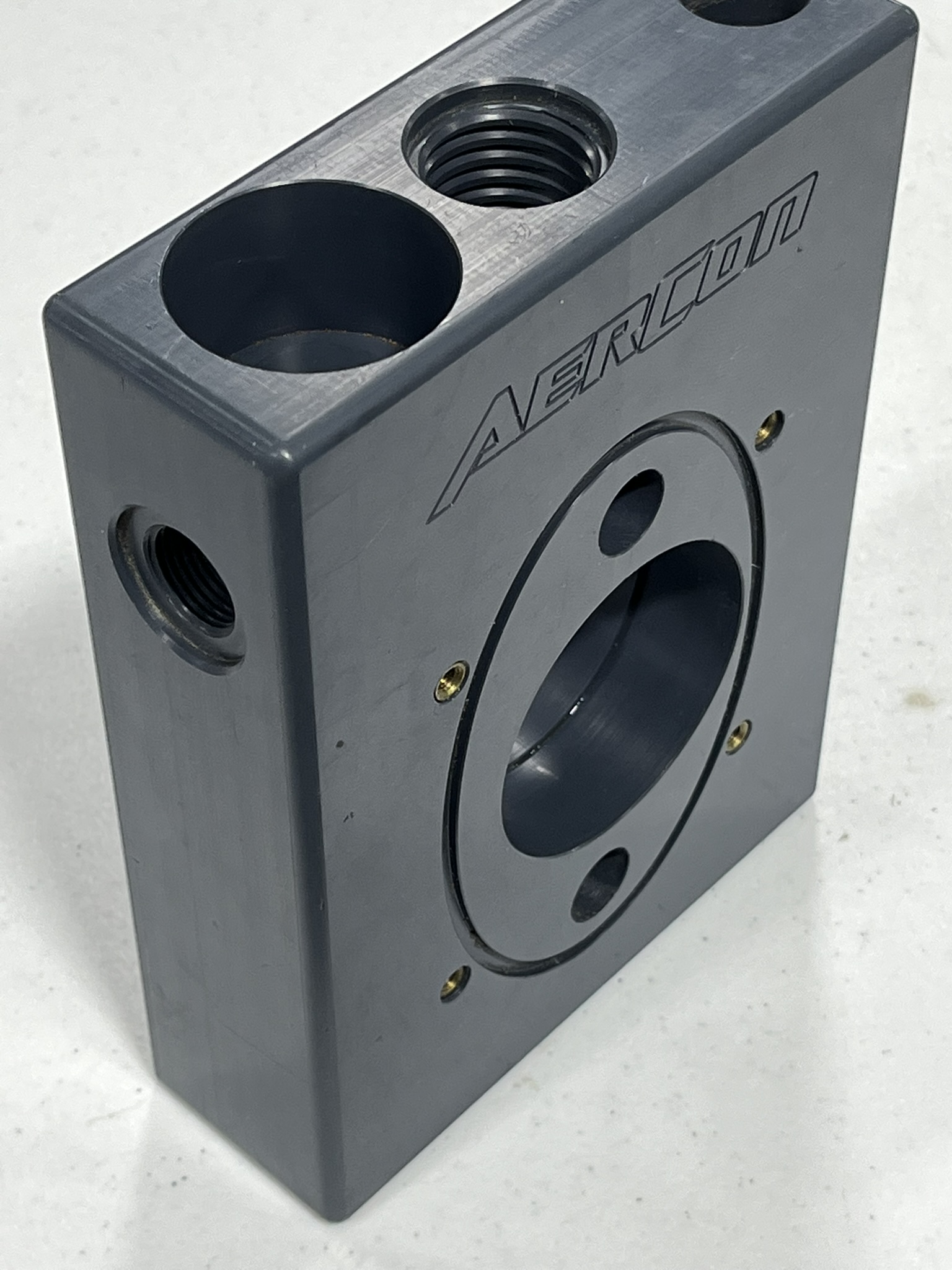 CNC machined block with engraving